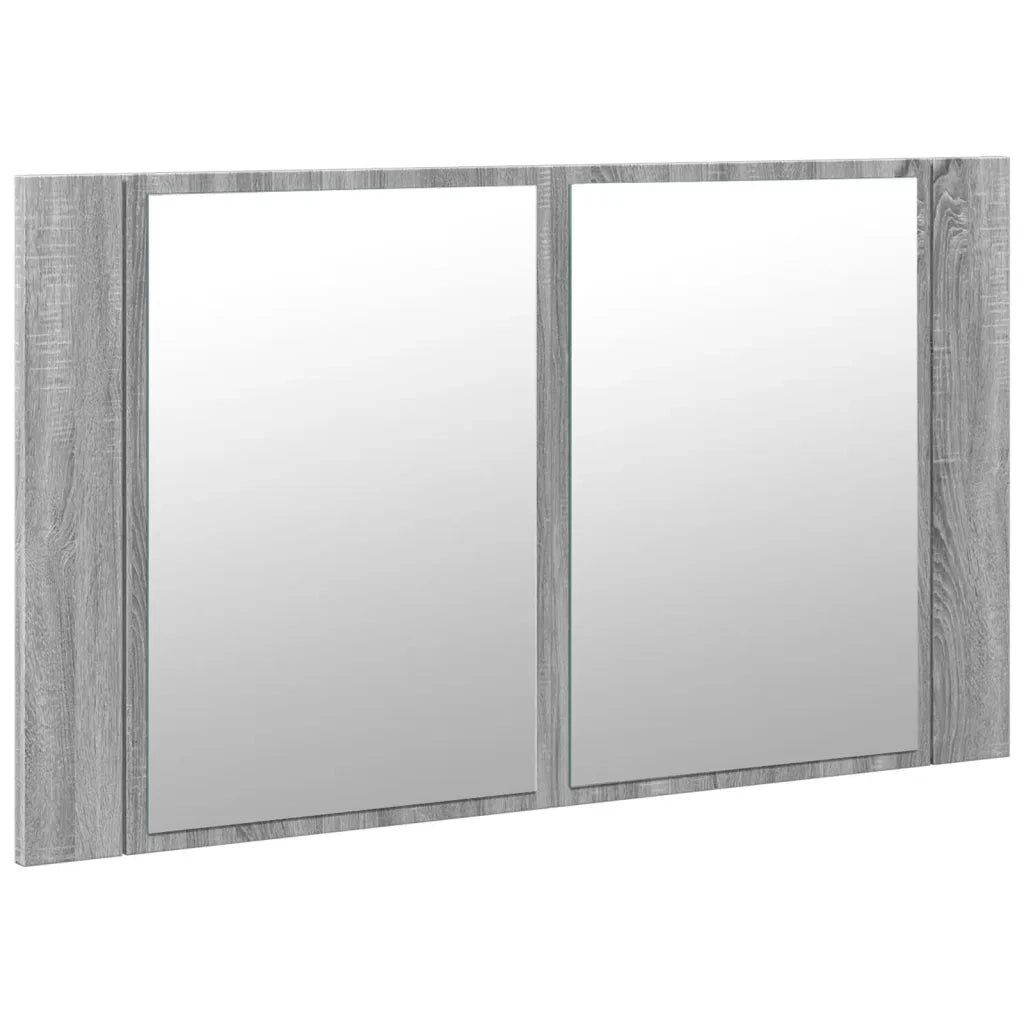 Armadietto a Specchio con LED-Mobile con specchio Grigio Sonoma 80x12x45cm Acrilico