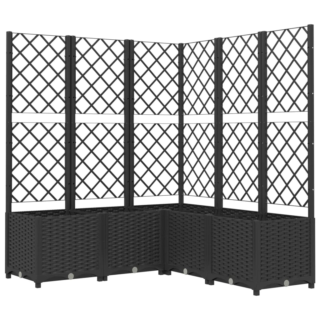 Fioriera | Cassetta per fiori | Vaso da Giardino con Graticcio Nero 120x120x136 cm in PP