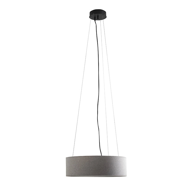 Lampada a Sospensione VIVIEN 48cm con Paralume Cilindrico in Tessuto Grigio e Attacco E27 per Interni - Rossini Group
