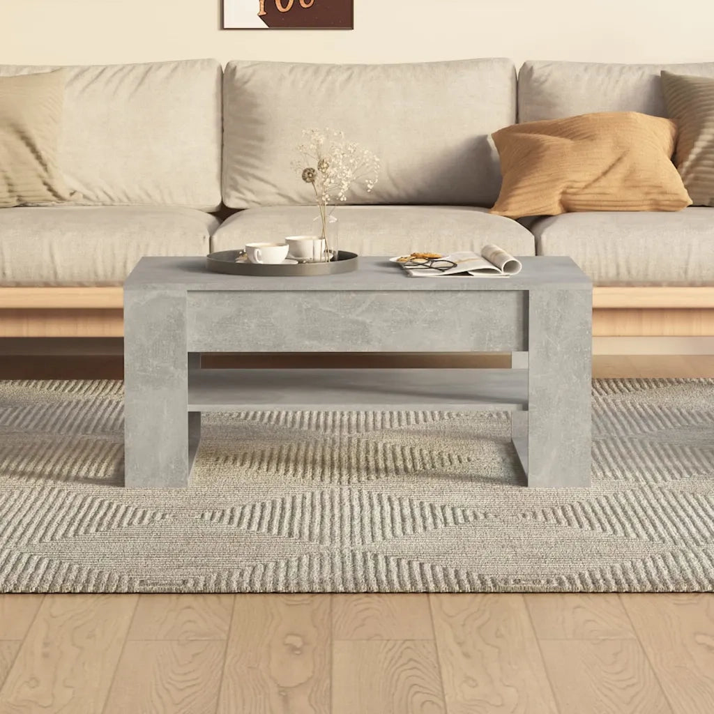 Tavolino salotto | Tavolino da caff¨¨ | Tavolino da Soggiorno Grigio Cemento 102x55x45 cm Legno Multistrato