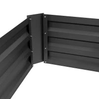 Set di 2 Letti per Orto in Lamiera Ondulata, 100L x 50l x 30H cm, Nero