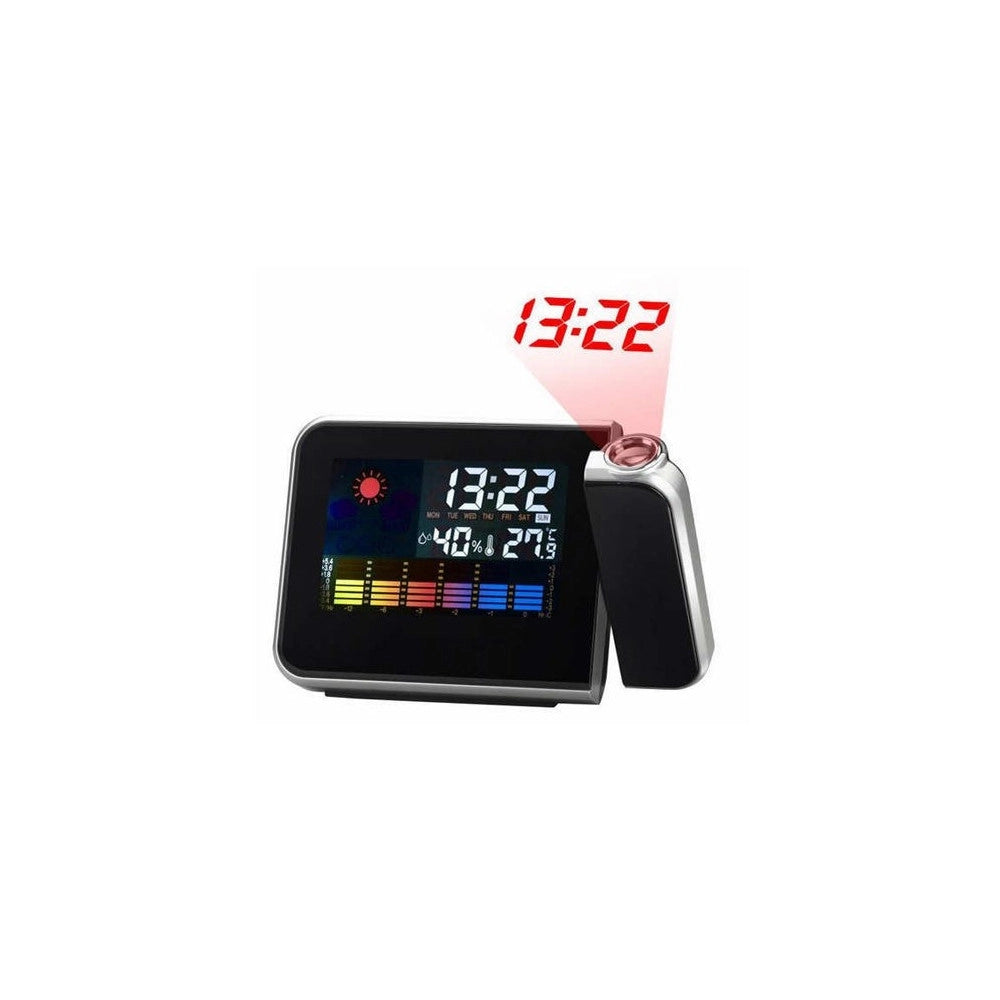 Trade Shop - Sveglia Igrometro Digitale Laser Orologio Temperatura Per Umidita' Allarme Data -