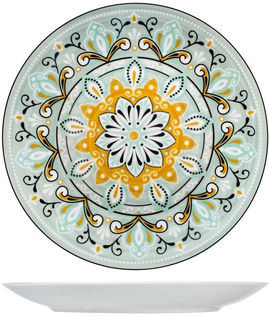 Set da tavola da 12 piatti, porcellana, verde, 27 cm