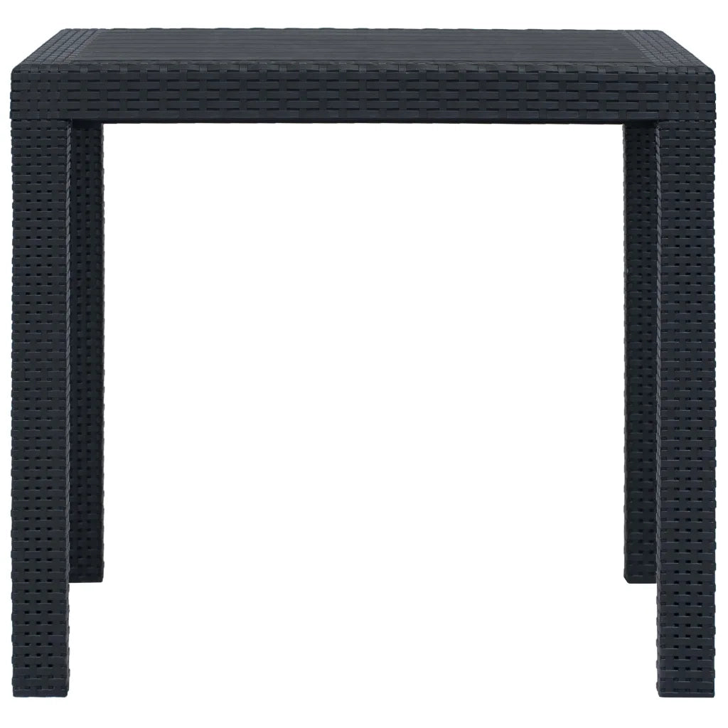 Tavolo da Giardino Antracite 79x79x72 cm Plastica Stile Rattan cod mxl 34277