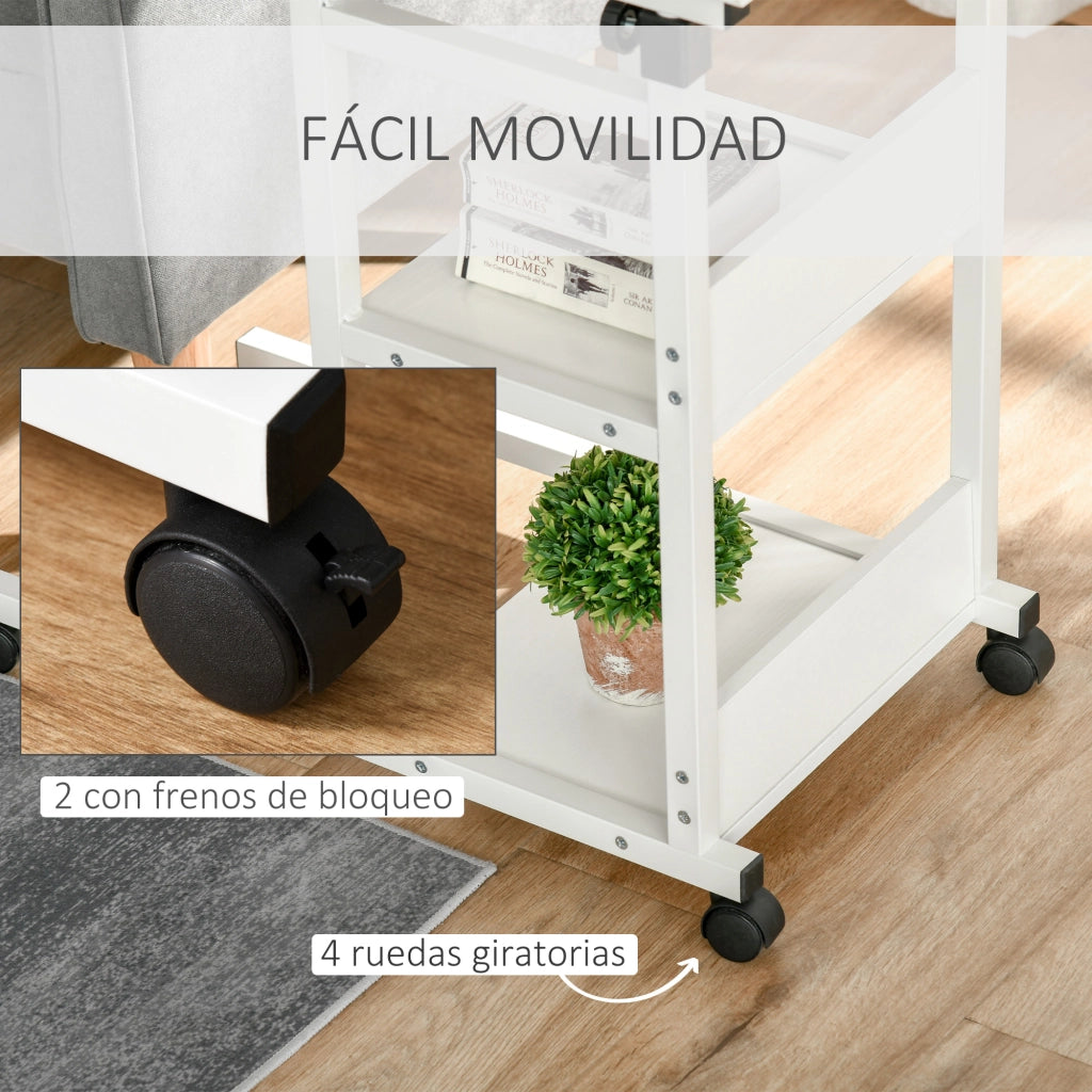 Tavolino da caff¨¨ con ruote ¨C zephmum ¨C bianco 80x40 cm