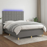 Letto a Molle Materasso e LED Grigio Scuro 140x200cm in Tessuto