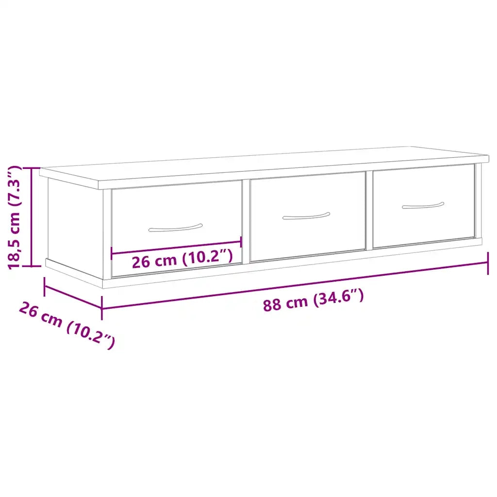 Mobile a Parete Legno Antico 88x26x18,5 cm in Truciolato 855860