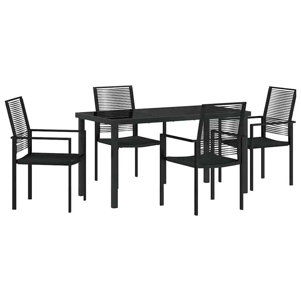 Set da Pranzo per Giardino 5 pz | Set Salotto da Giardino Nero