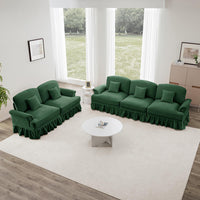Set modulare 2 pezzi - Xylo - 3+2 posti, chenille, stile classico, verde