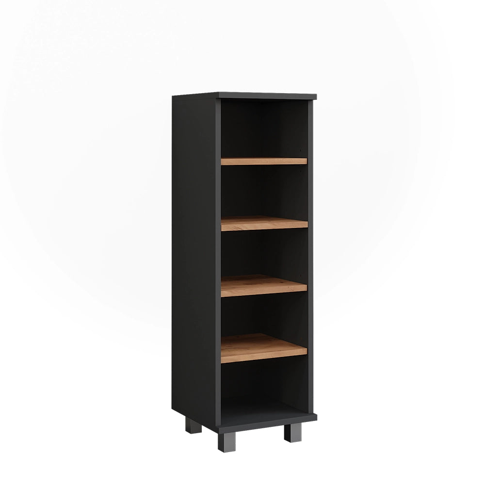 Vicco Mobiletto midi Antracite/quercia dorata 30.2 x 95 cm con 5 scomparti aperti