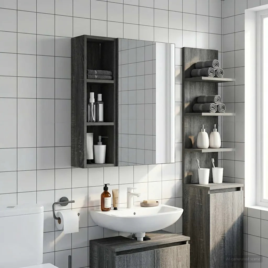 Armadio da bagno a muro Sonoma grigia 20 x 14 x 70 cm