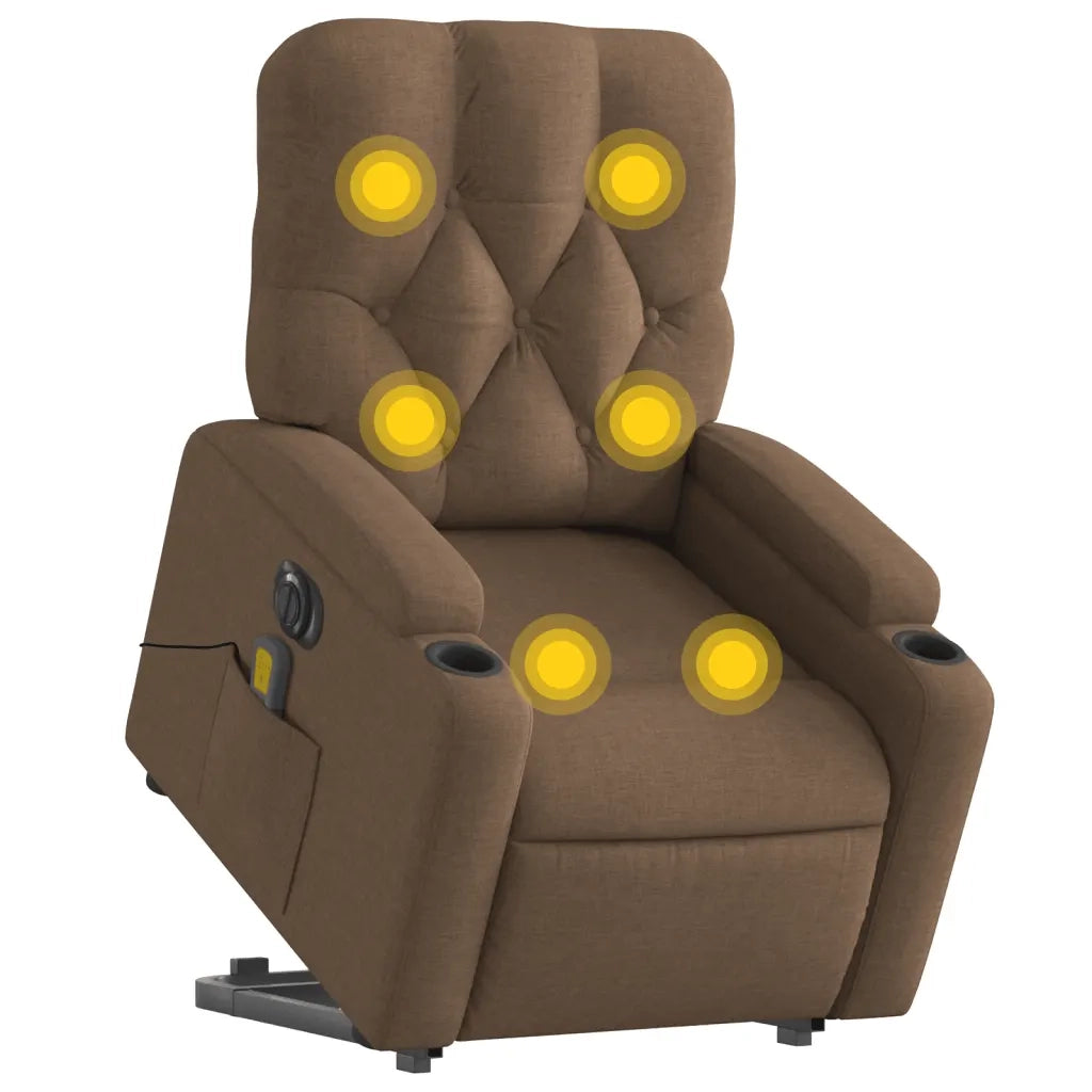 Poltrona Alzapersona Massaggiante Elettrica Marrone Tessuto 3204750