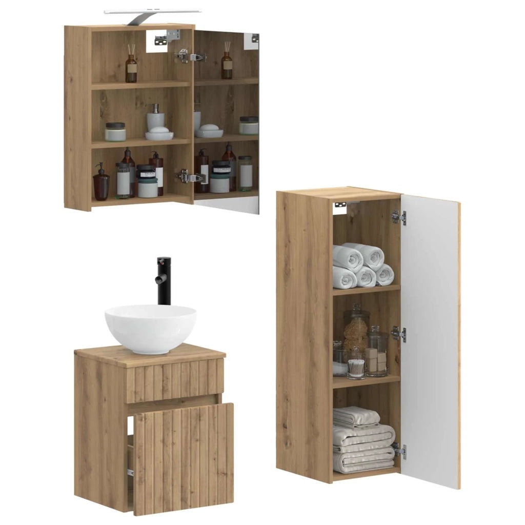 Set di mobili per il bagno 4 pcs Rovere Artigianale 3407470