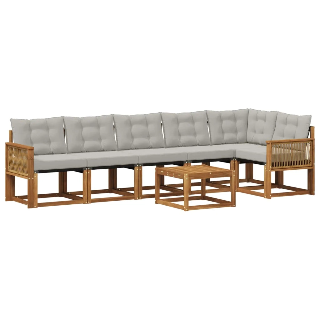 Set di divani da esterno 7 pz Naturale e Grigio Chiaro 3382003