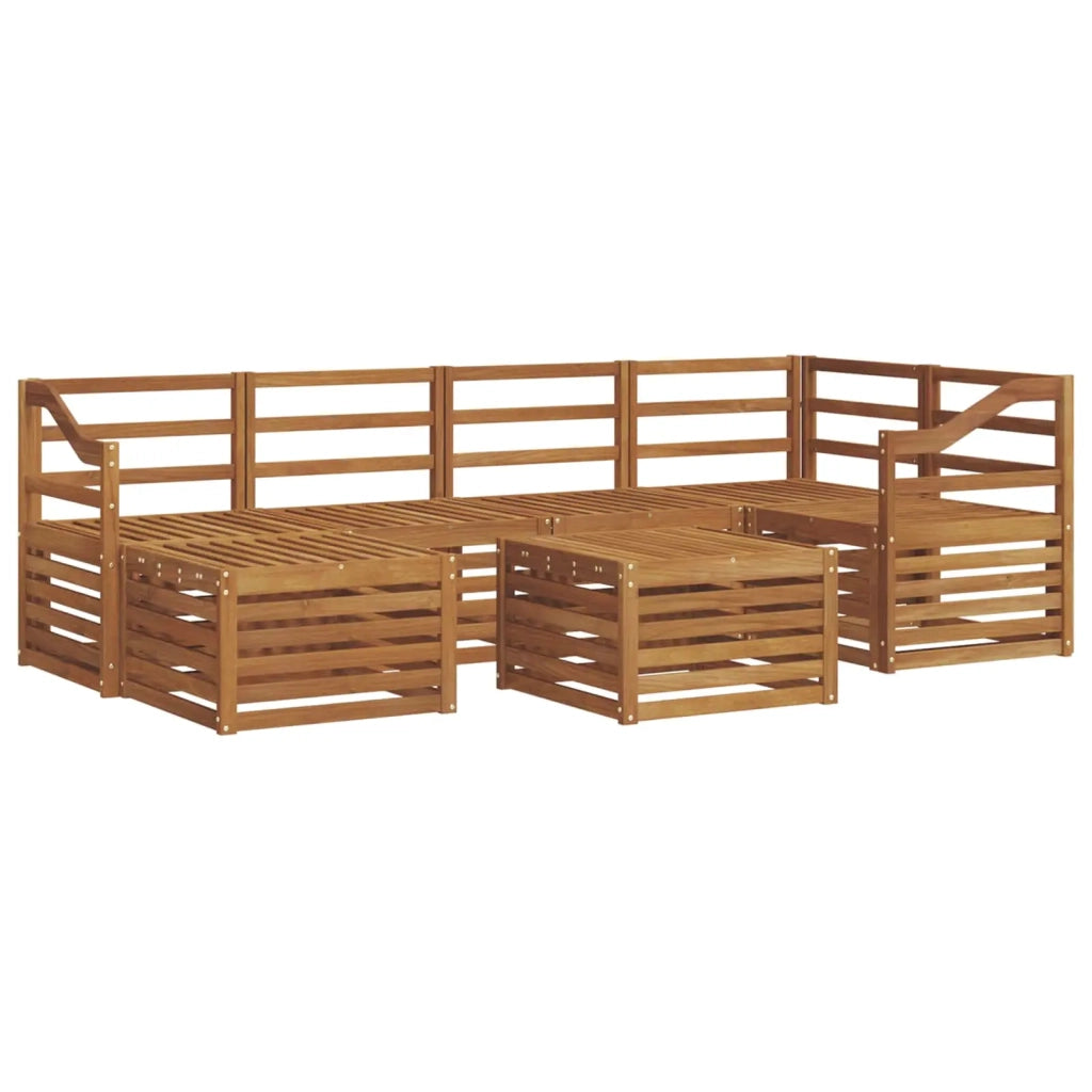 Set divano sezionale 7 pcs Naturale Legno di Acacia Massello