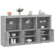 Credenza con Luci LED-Buffet-Armadio da cucina Grigio Cemento 181,5x37x100 cm 926222