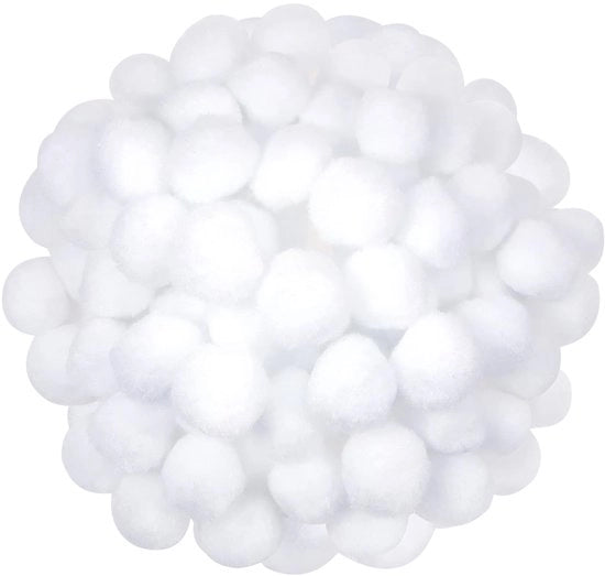 Pomponi 300 pezzi - 4 cm grandi - Bianchi - Decorazioni per compleanni - Pomponi per lavori manuali - Decorazioni - Materiale artigianale - Pomponi per lavori di ricamo