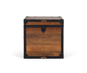 Baule in legno di mango con finiture in ferro nero in stile vintage