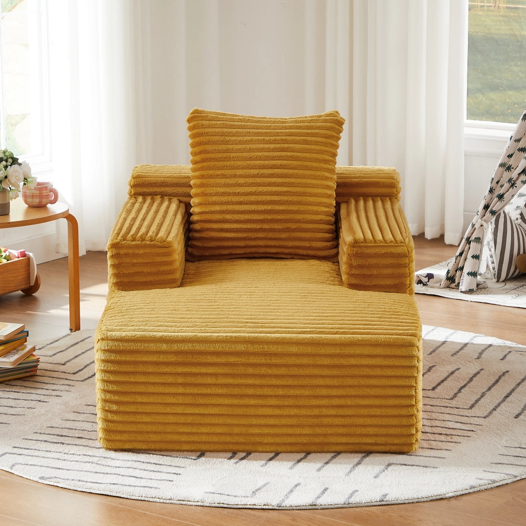 DIVANO Chaiselongue in velluto a coste Giallo