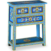 Credenza con Cassetti Massello di Mango Turchese Dipinta a Manocod mxl 94719