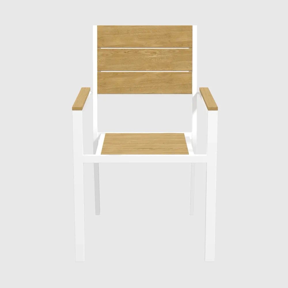 Sedia da esterno a doghe in polywood bianca | Camir