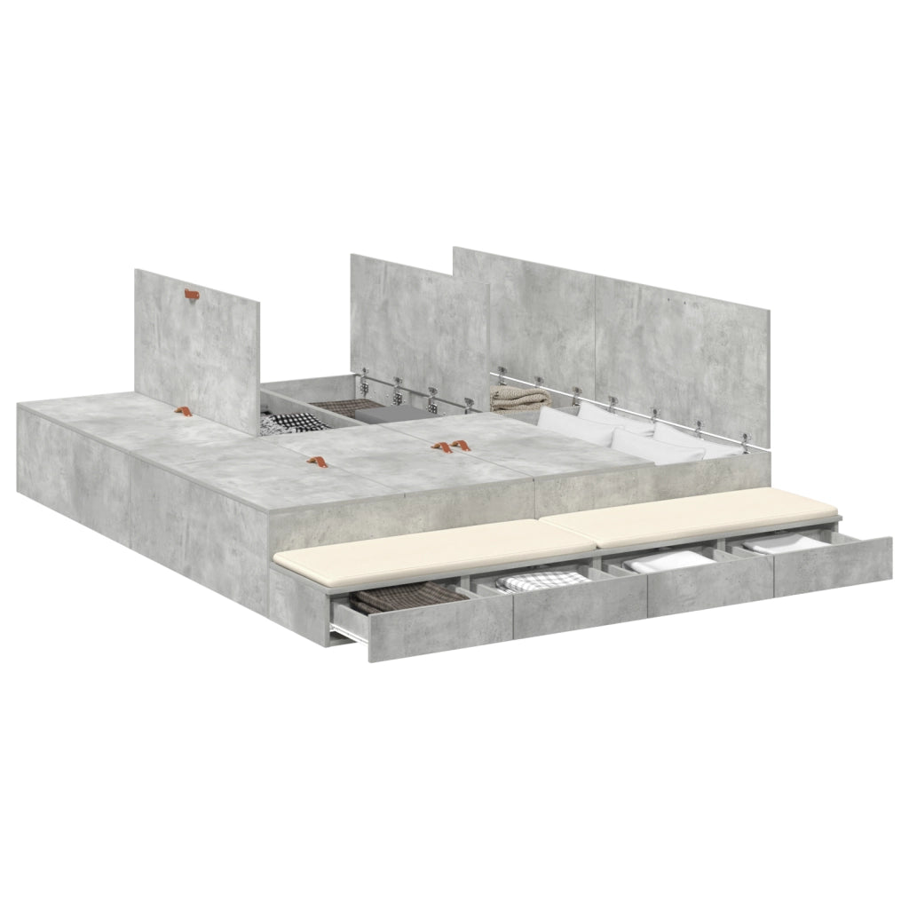 Struttura Letto Grigio Calcestruzzo 180x200 cm