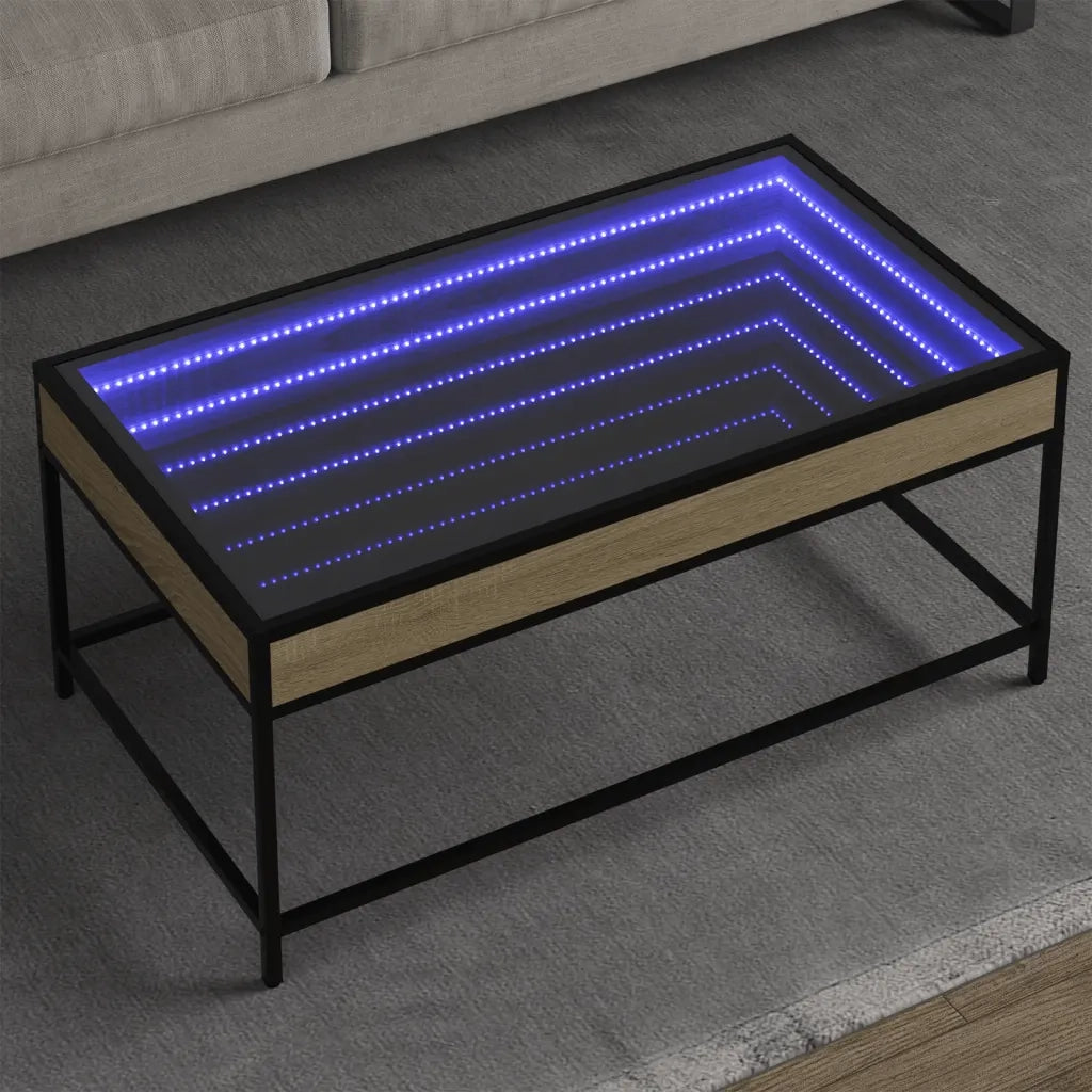 Tavolino da salotto | Tavolino da caff¨¨ | Tavolino da Soggiorno con LED Infinity Rovere Sonoma 90x50x41 cm