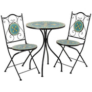 Set tavolo e 2 sedie in metallo, 60x60x75h cm, 38x46x90h cm
