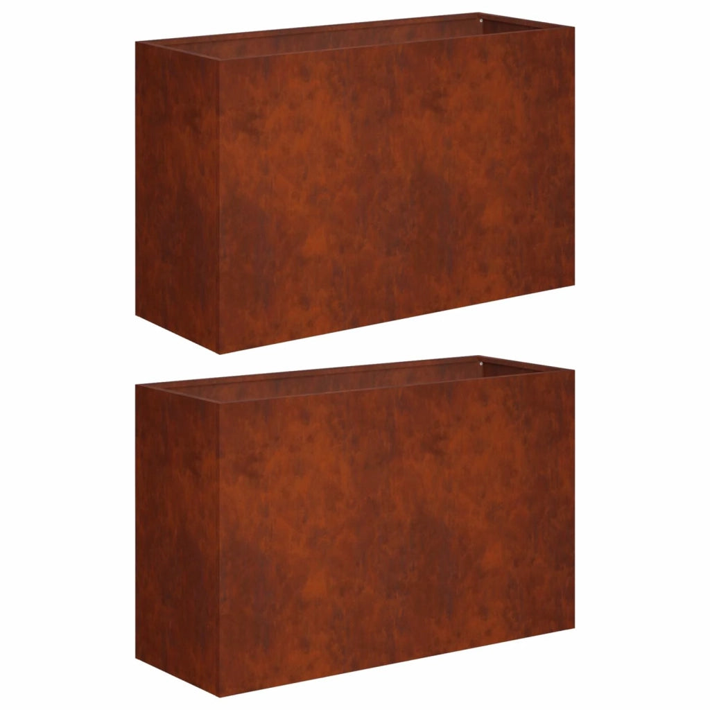 Vaso da giardino 2 pz Ruggine 80 x 30 x 50 cm Acciaio Corten 8005609