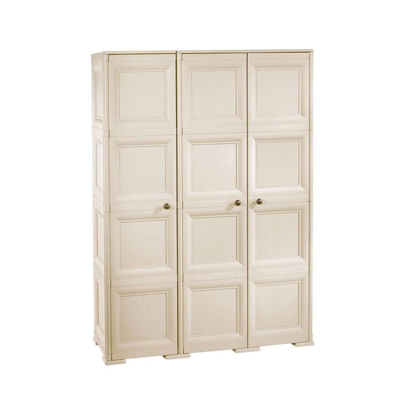 ARMADIO 3 ANTE ANGORA 118X43X164 CM CON PUNTALI E ANTE EFFETTO LEGNO, MOBILE ALTO SALVASPAZIO PER ZONA GIORNO E INGRESSO