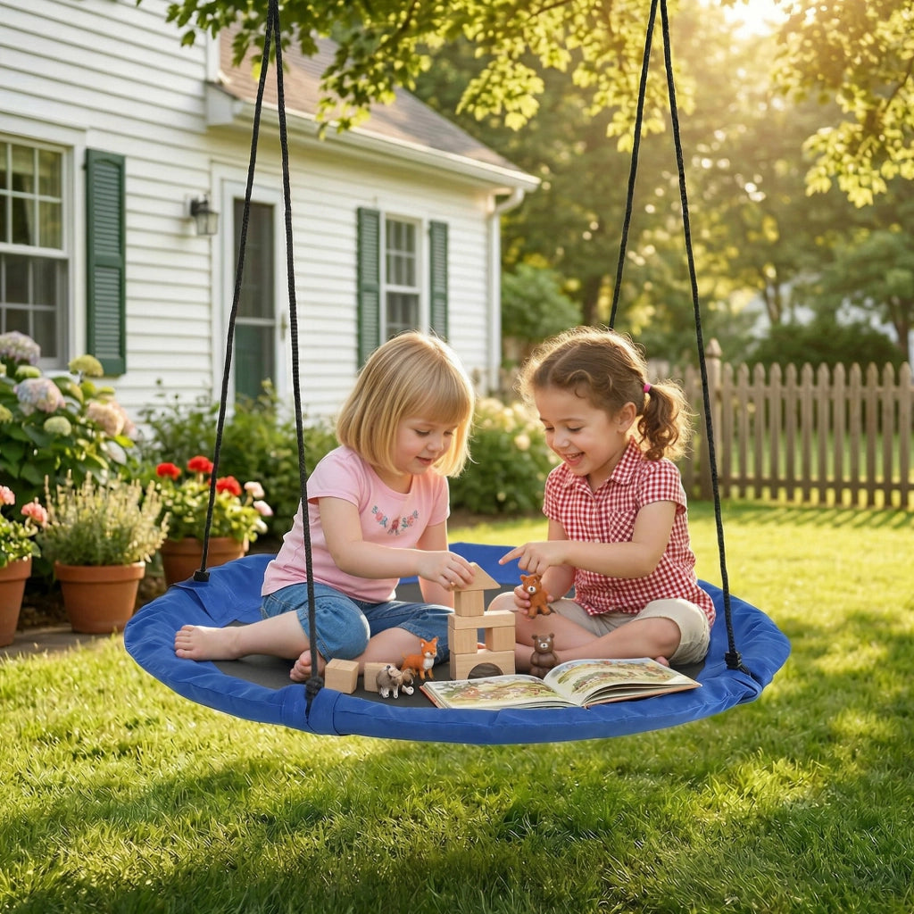 Amaca a nido per giardino ¨C zephmum ¨C Blu, resistente alle intemperie, regolabile, 110 cm