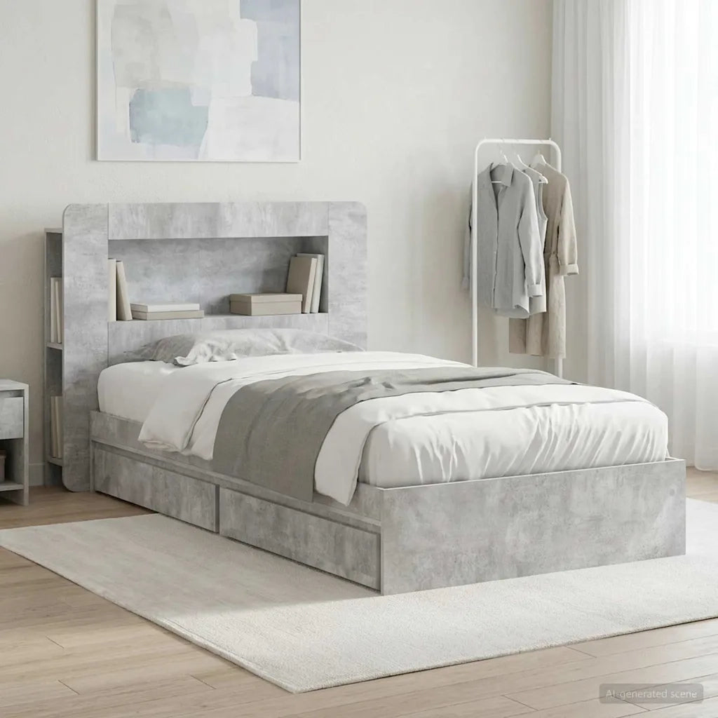 Telaio del letto con storage Grigio Cemento 90 x 190 cm 3433625