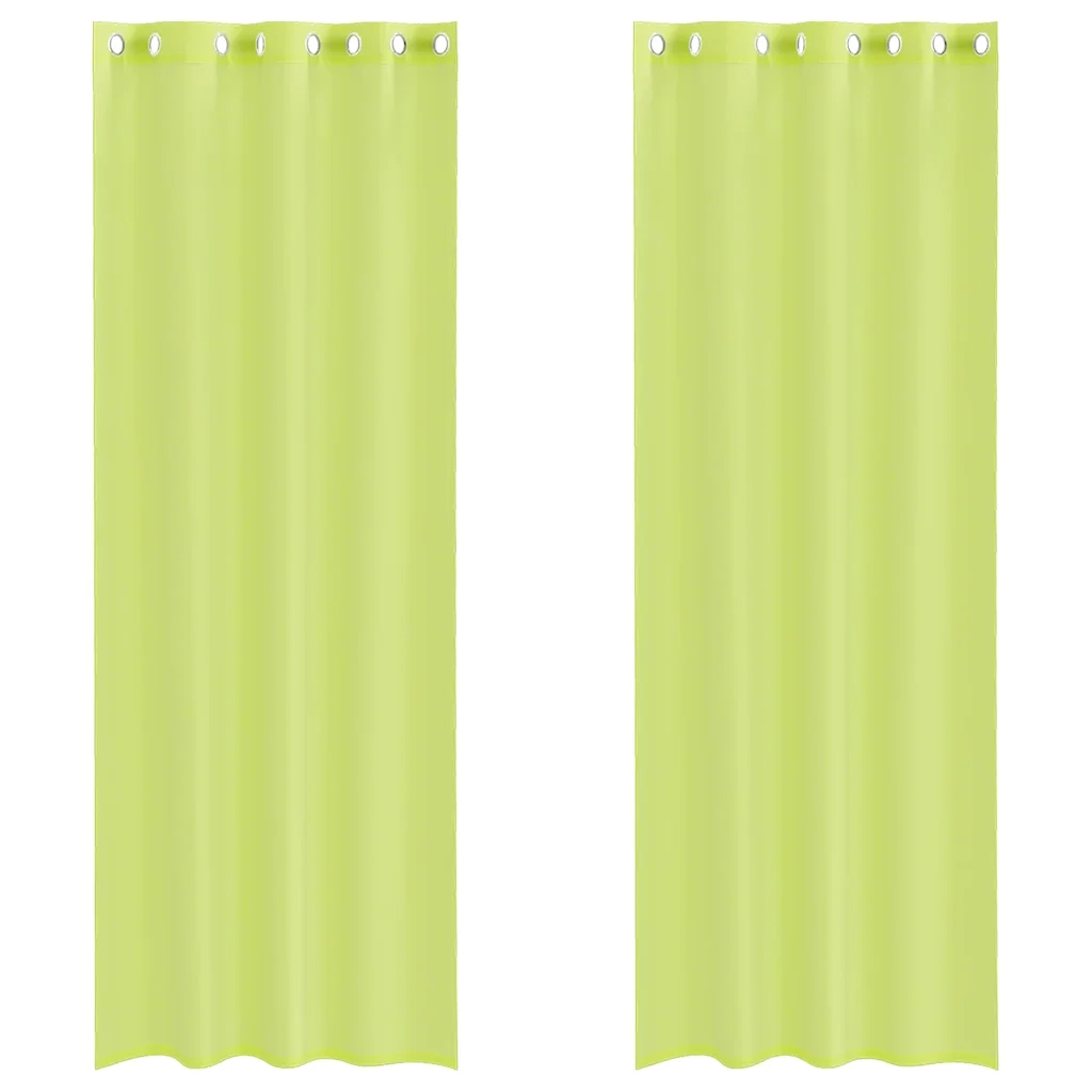 Tende in Voile con Occhielli 2 pz Verde Mela 140x260 cm