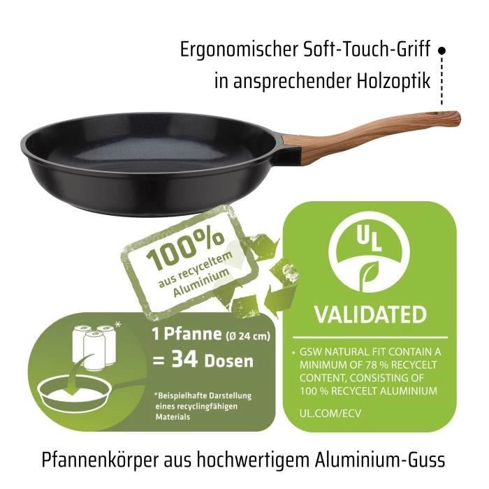 Padella in alluminio pressofuso - GSW - NATURAL FIT - 24 cm - 100% riciclato senza PFAS - Induzione