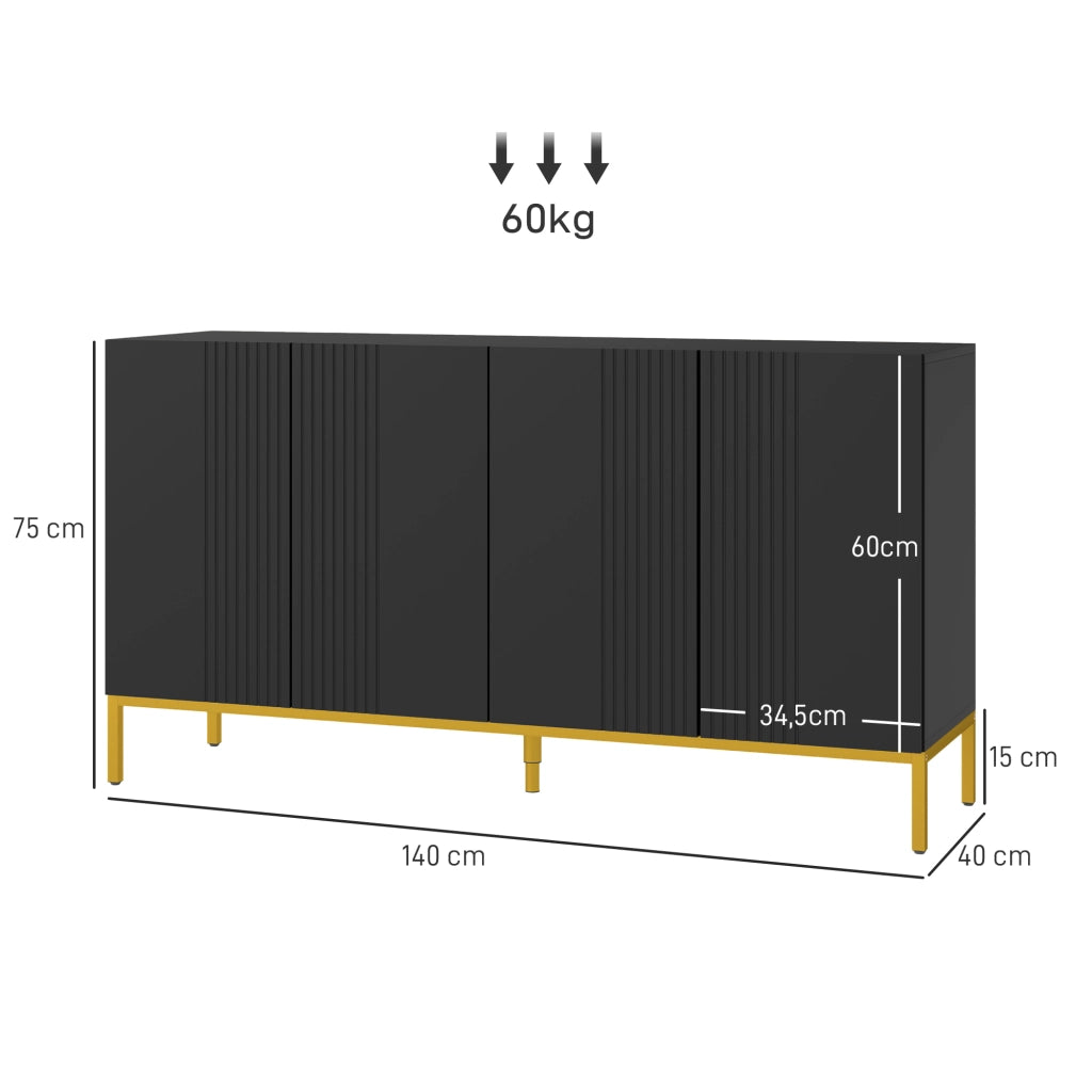 Credenza design moderno ¨C zephmum ¨C nero legno metallo dorato