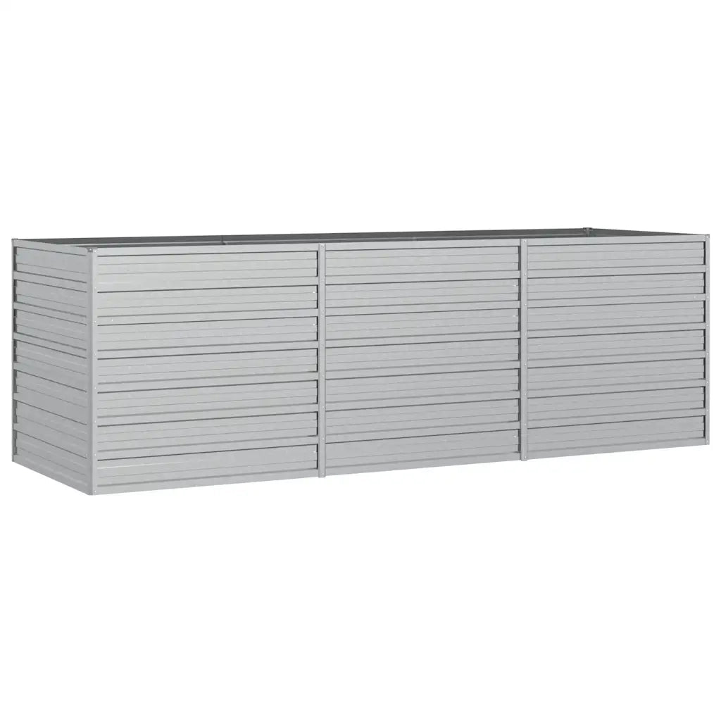 Fioriere | Cassetta per fiori | Letto Rialzato Giardino 240x80x77 cm in Acciaio Zincato Argento
