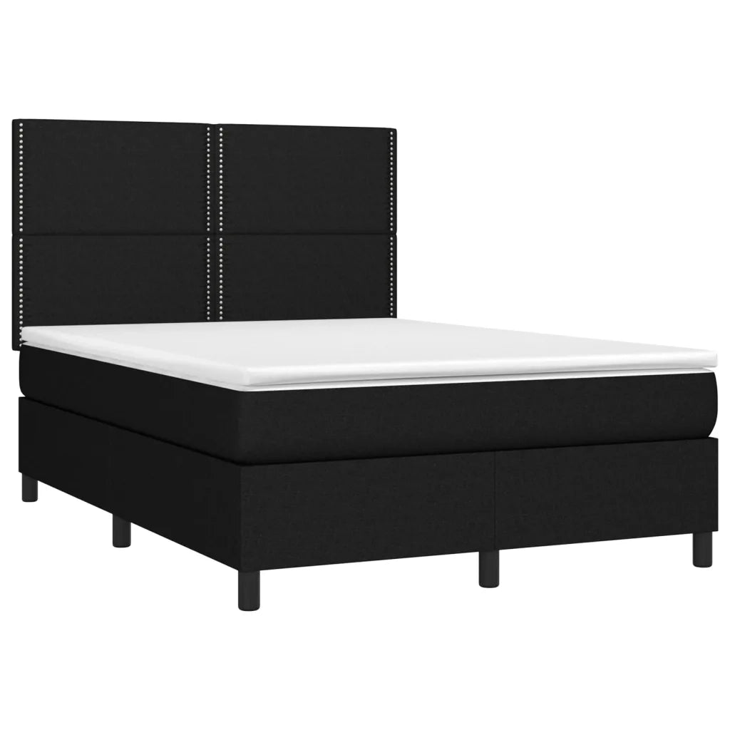 Letto a Molle con Materasso e LED Nero 140x200 cm in Tessuto 3134799