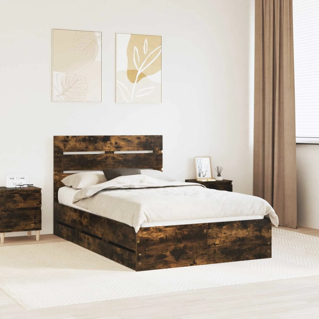 Struttura del letto con cassetto Rovere fumé 120 x 190 cm