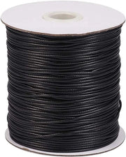 Cordone in Poliester 0,5 mm - 200 Yards/rol - Nero - Trattato con Cera - Per Gioielli - Attività Ricreative - Resistente ai Shock - Cordone per Gioielli