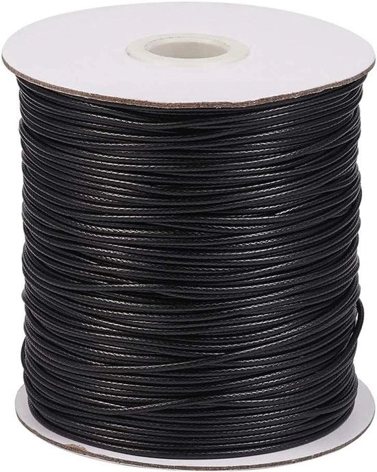 Cordone in Poliester 0,5 mm - 200 Yards/rol - Nero - Trattato con Cera - Per Gioielli - Attività Ricreative - Resistente ai Shock - Cordone per Gioielli
