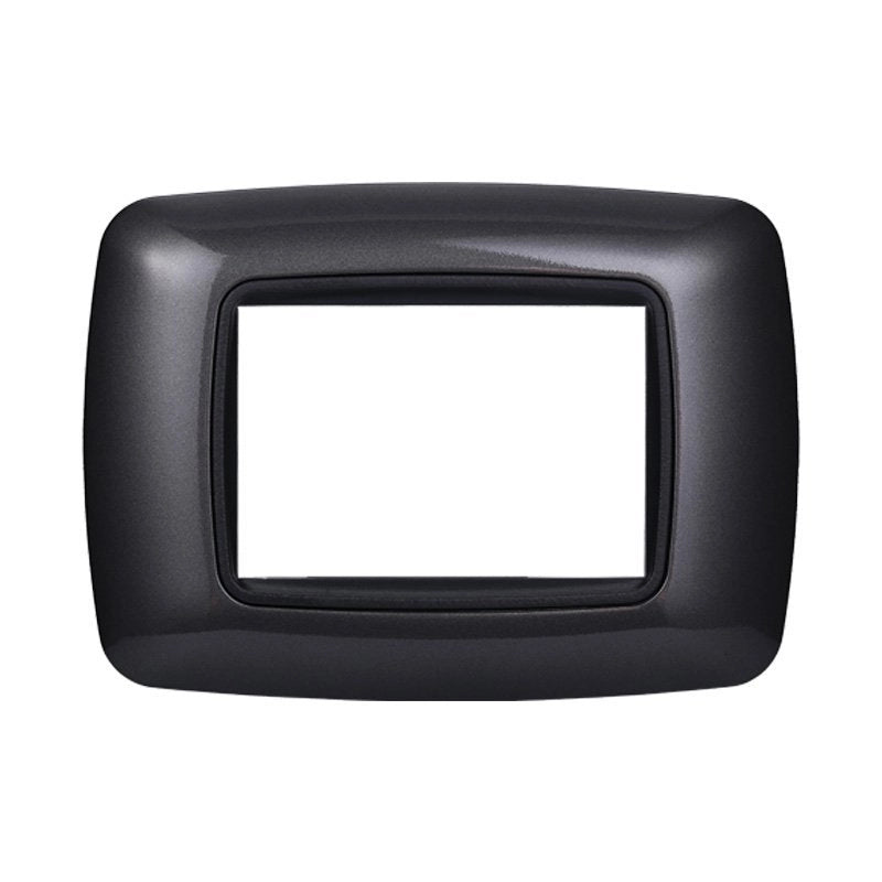 Placca Plastica Bombata Serie Space 3P Colore Acciaio Scuro Compatibile Con Bticino Living International