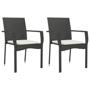 Set da Pranzo da Giardino 7 pz Nero con Cuscini in Polyrattan