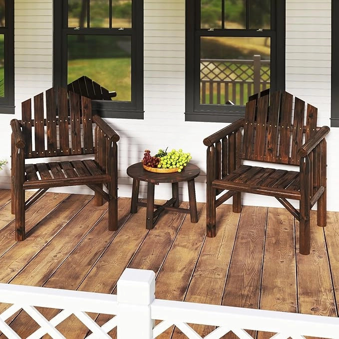 Poltrona da Esterno in Legno, Sedia da Pranzo per Patio con Braccioli e Schienale Alto Inclinato per Veranda, Cortile, Giardino, Patio e Bordo Piscina, Portata 150 kg (Marrone)