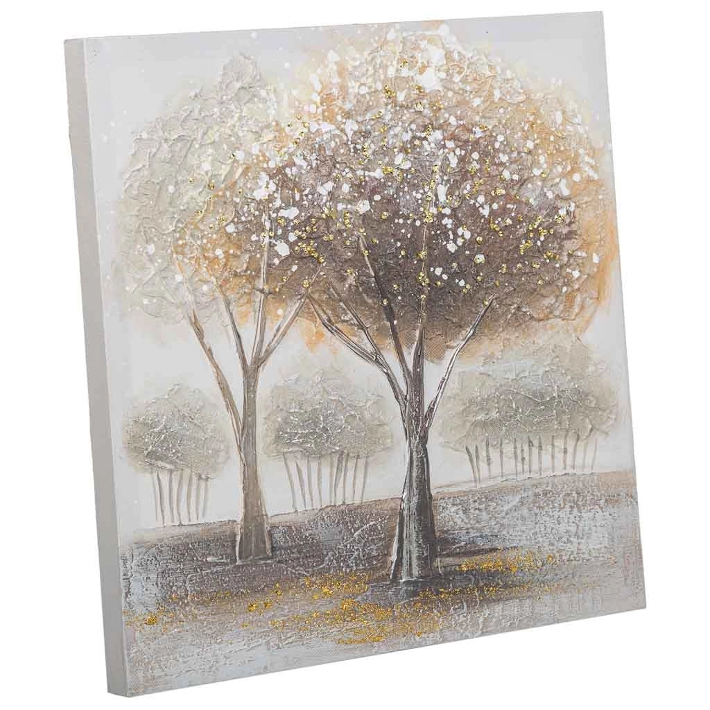 Quadro dipinto a mano con rilievo oro 40x40x2,5h