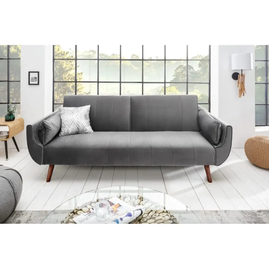 Divano dritto DANNA grigio – Divano scandinavo convertibile in velluto