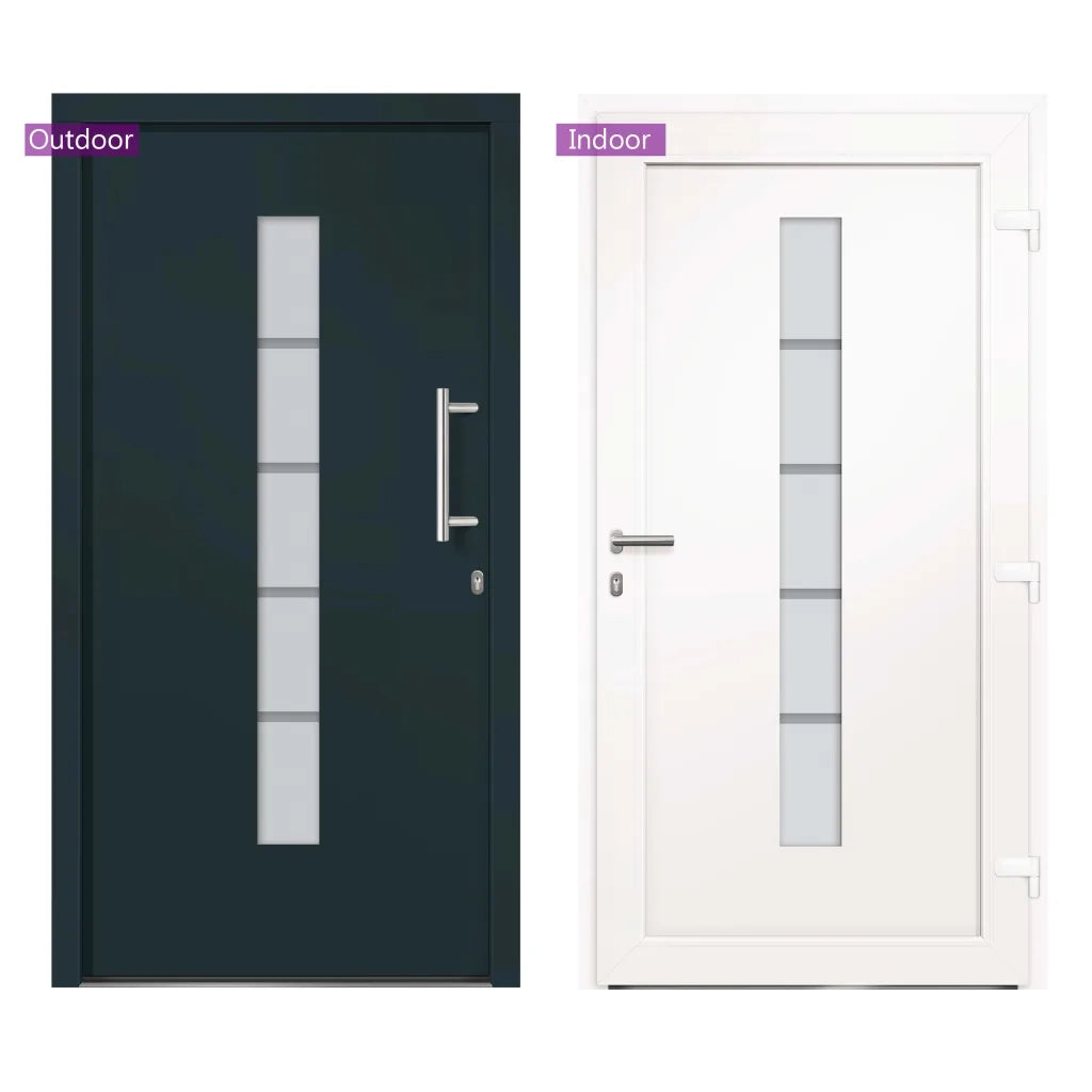 Porta d'Ingresso in Alluminio e PVC Antracite 100x200 cm 3056812