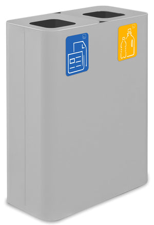 Pattumiera Sistema di Raccolta Rifiuti 60x30xh80 cm In Acciaio Verniciato Doppio Scomparto Bianco