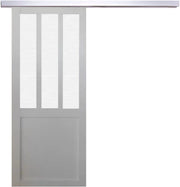 Porta scorrevole bianca da officina in vetro satinato H204 x L83 + binario in alluminio