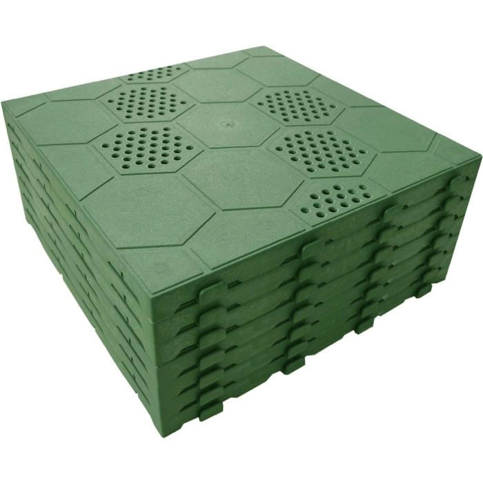 Set 15 Piastrelle pavimento plastica verde drenante 400x400x25mm per giardino