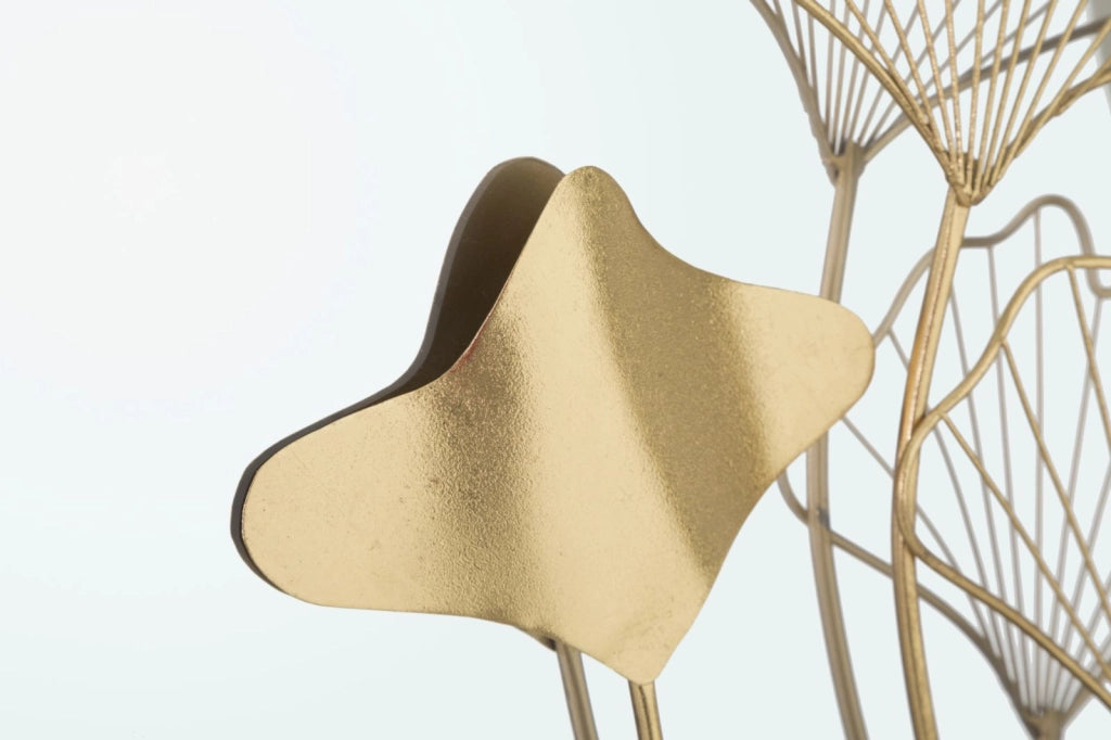 Specchio With Flower 75x3,5x72 cm in Ferro e MDF Oro